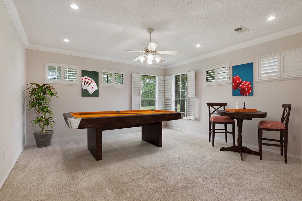 game room  with separate side entrance for all your guest! game room or home office, side door entrance and exit.